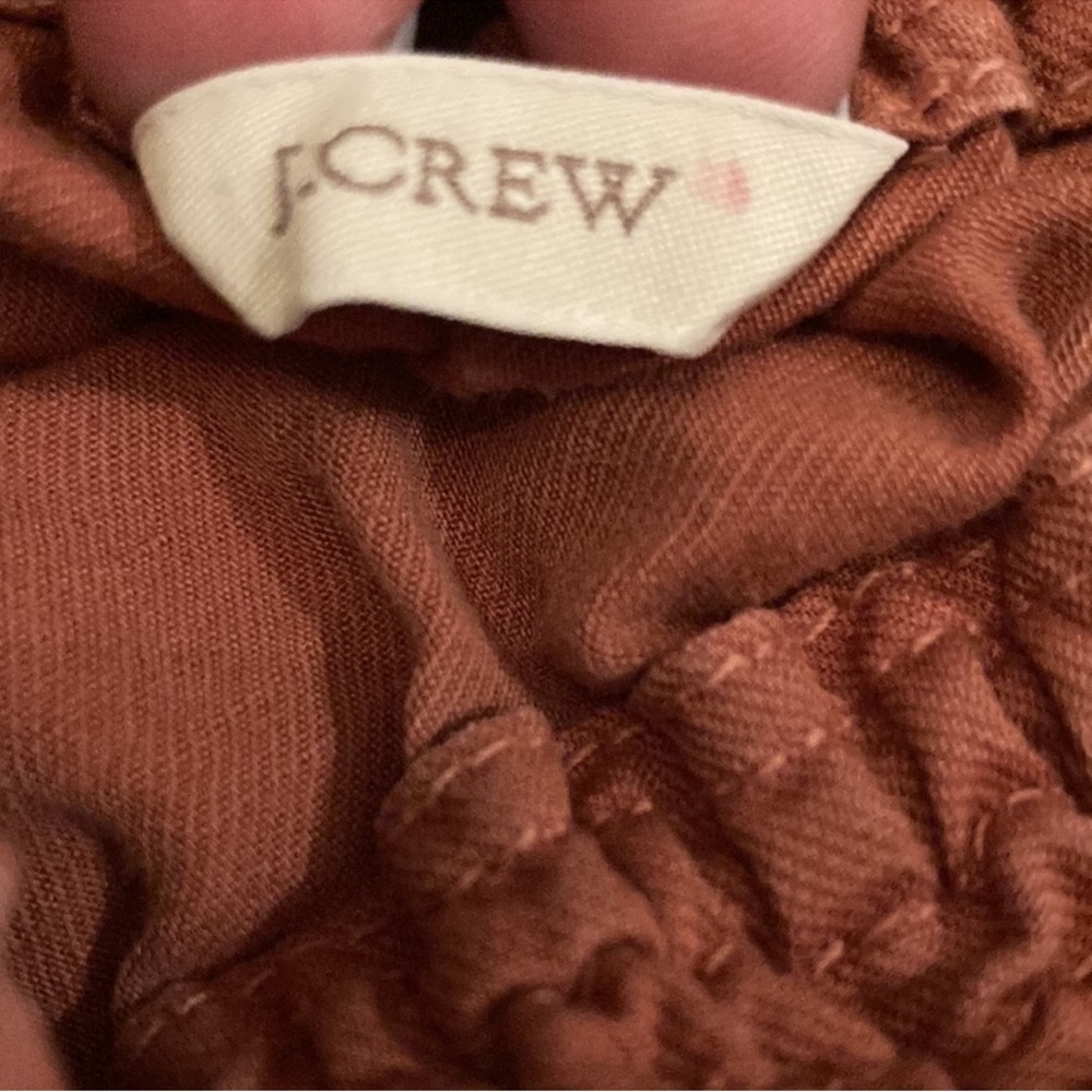 Rust Orange Smocked Waist  mini skirt  sz 8 J crew - Picture 6 of 10